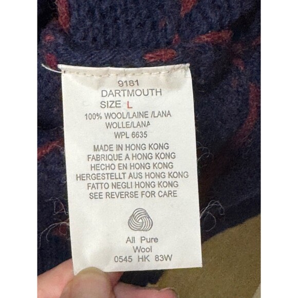 Vintage Woolrich Sweater Large Blue Red Green Pullover Fair Isle Nordic Wool - Picture 5 of 5